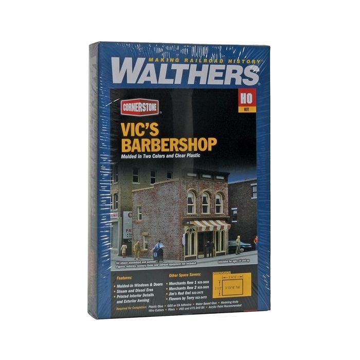 Walthers Cornerstone HO Vic’s Barber Shop Kit