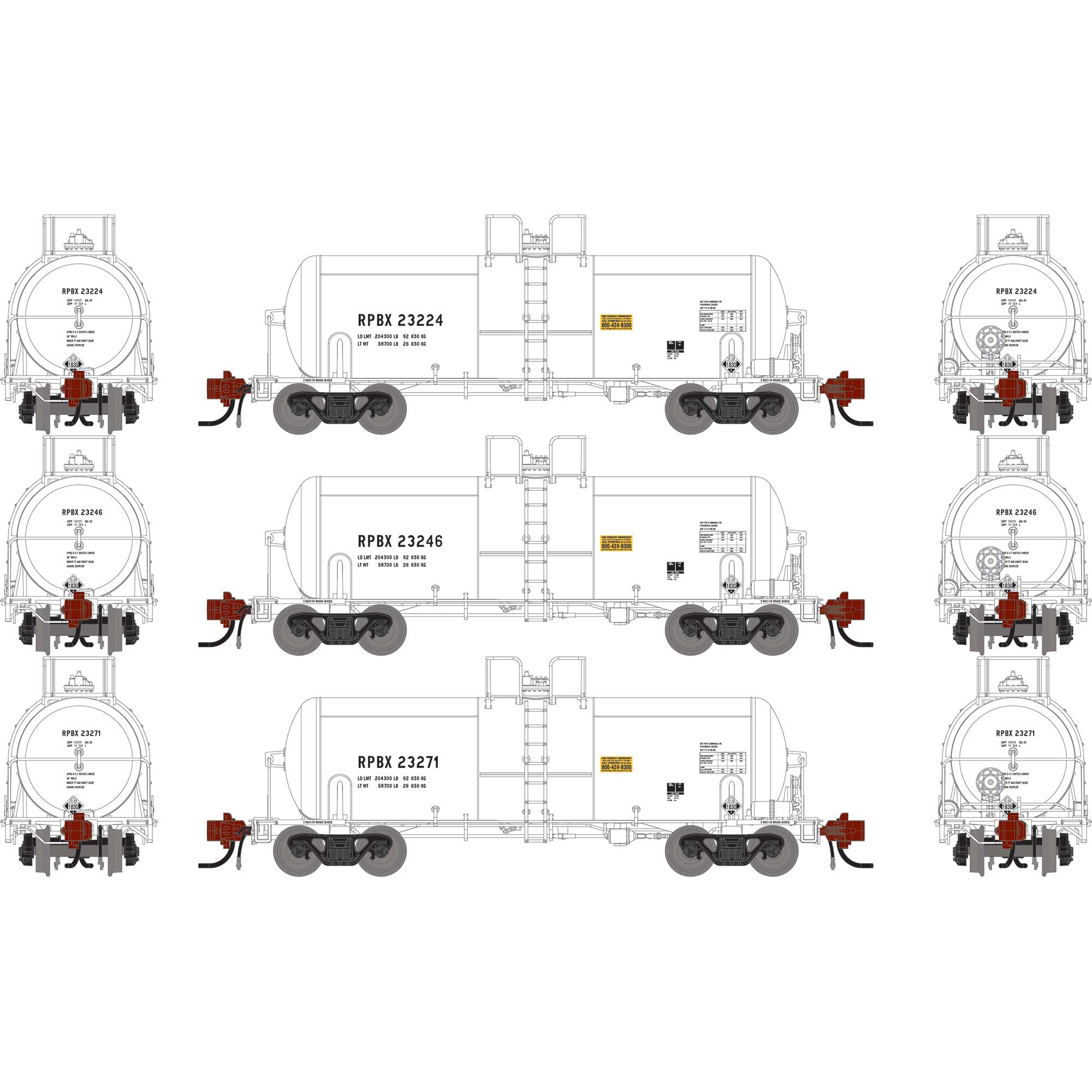 N 13K Gallon Acid Tank Car, RPBX #23224/23246/23271 (3)