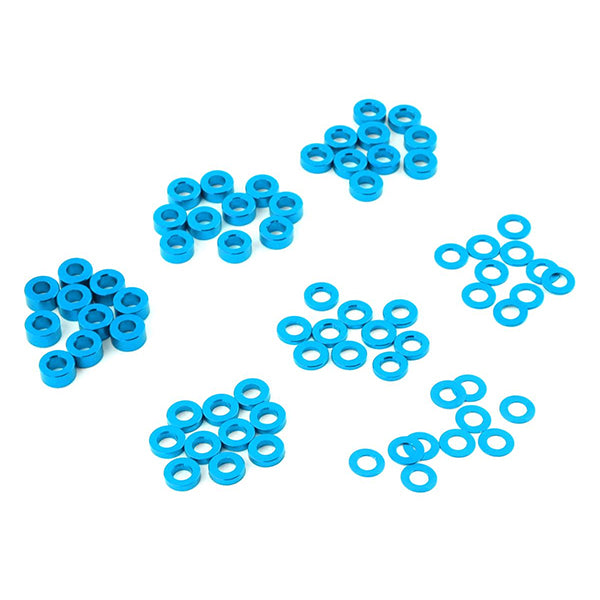 Yeah Racing 3×0.25/0.5/1.5/2/2.5/3mm Flat Washer Set (Blue) (70)