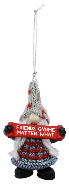 Gnome Holding Sign Ornament – Friends…