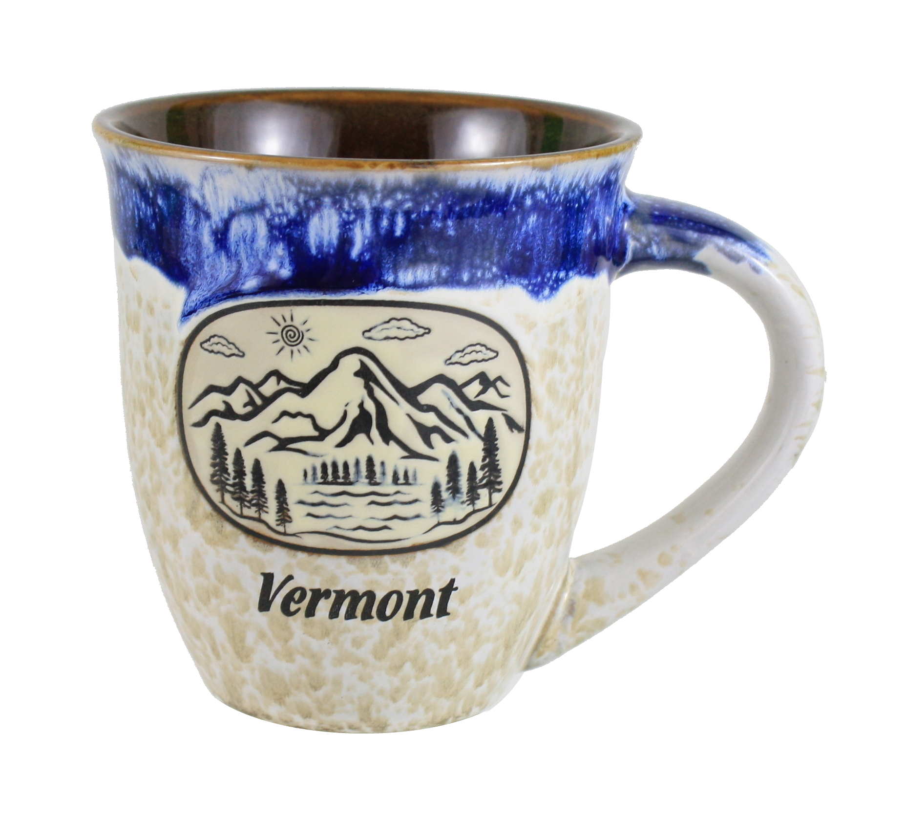 Mountain Scene Drip Glaze Mug – Blue