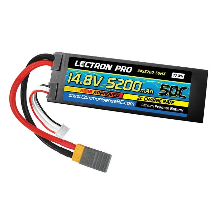 Common Sense RC 14.8V 5200mAh 50C Lipo Battery Hard Case w/ XT60 Connector