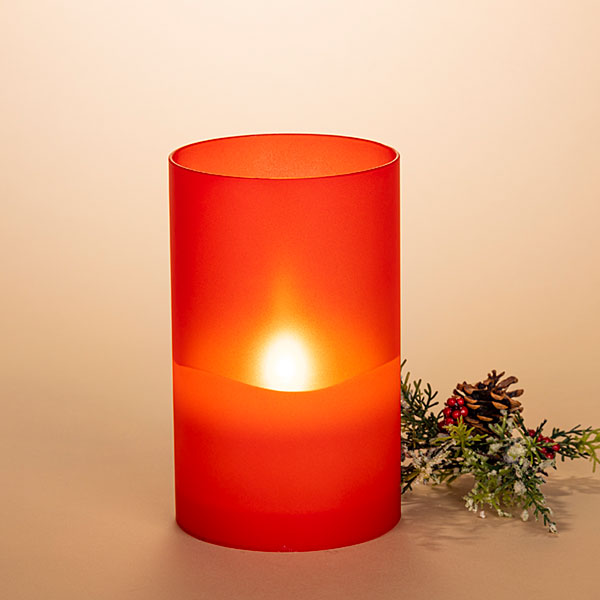 Frosted Glass Candle Red Large