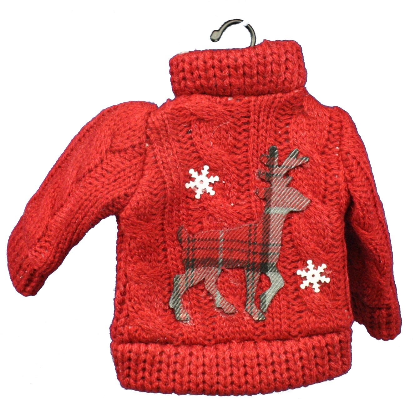 Red Knit Sweater Ornament With  Plaid…