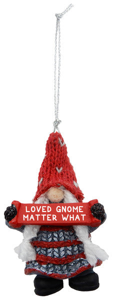 Gnome Holding Sign Ornament – Loved G…