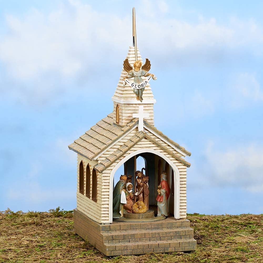 Lighted Musical Church Nativity Scene