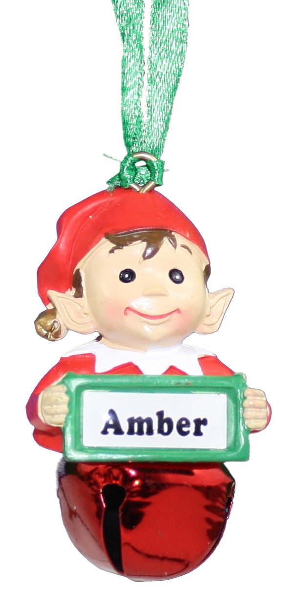 Elf Bell Ornament with Name – Amber