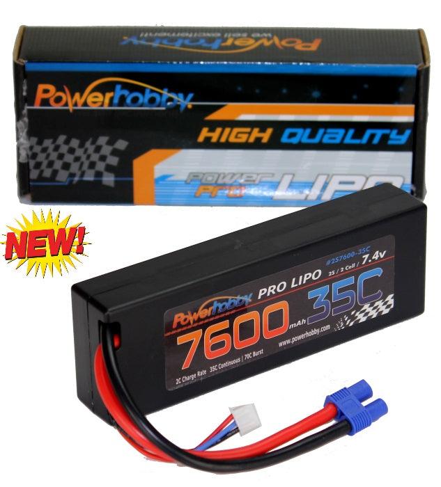 Powerhobby 2s 7.4v 7600mah 35c Lipo Battery w EC3 Plug 2-Cell