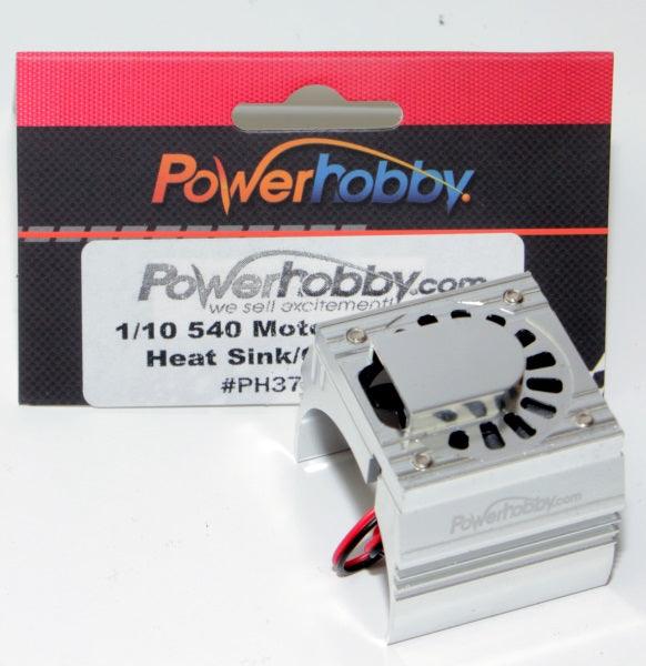 Powerhobby Aluminum Motor Heatsink Cooling Fan 1/10 540 / 550 Size Motor Silver