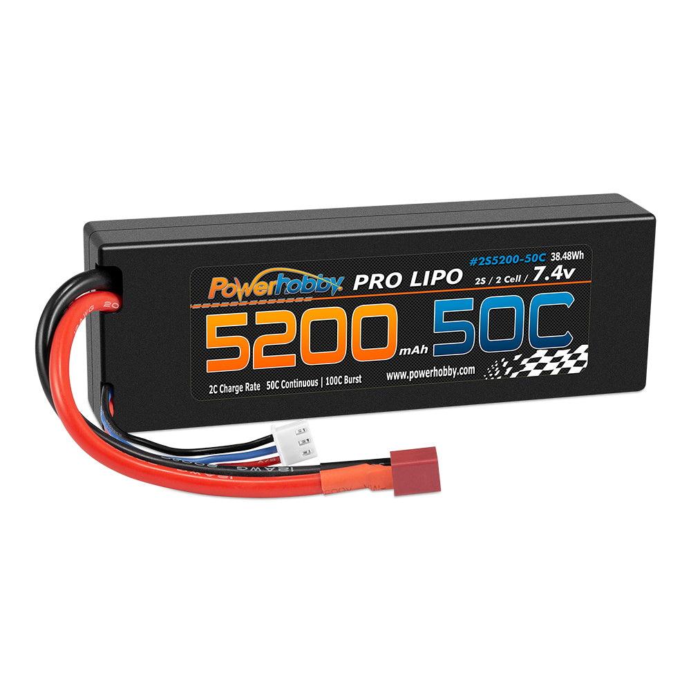 PowerHobby 2S 7.4V 5200mAh 50C Lipo Battery Pack w Deans Plug Hard Case