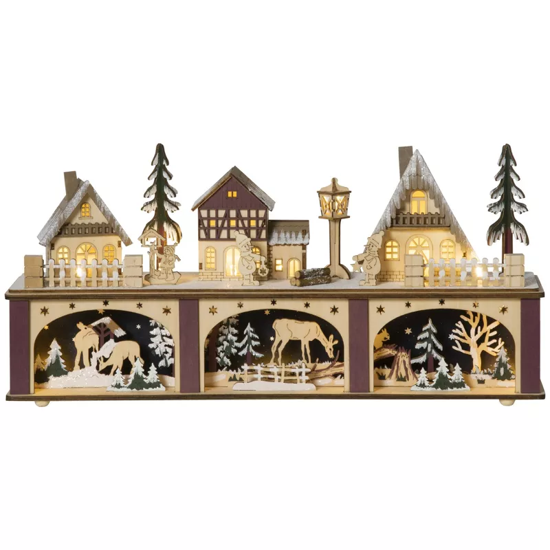 Lighted Wooden Village Scene – 17 Inch