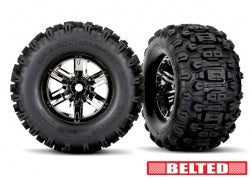 Sledgehammer Belted Pre-Glued X-Maxx Tires, Black Chrome (2)