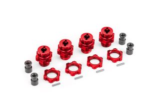 17mm Aluminum Wheel Hubs / Hex Adapters (4), Red