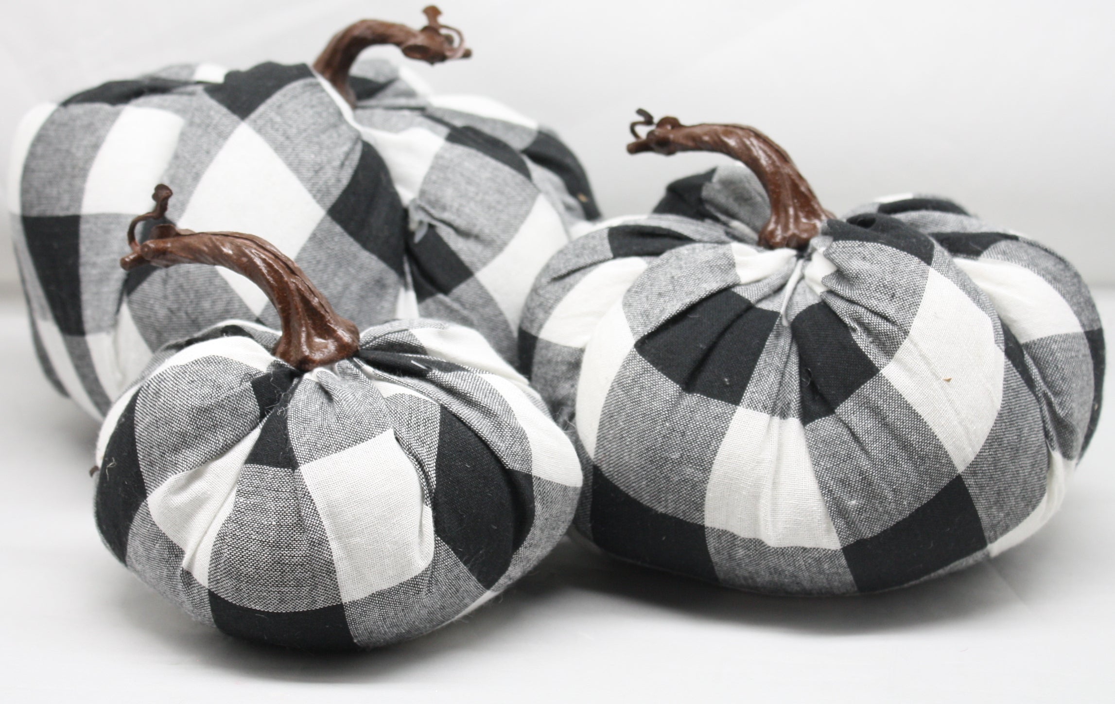 Fabric Black and White Plaid Pumpkins…